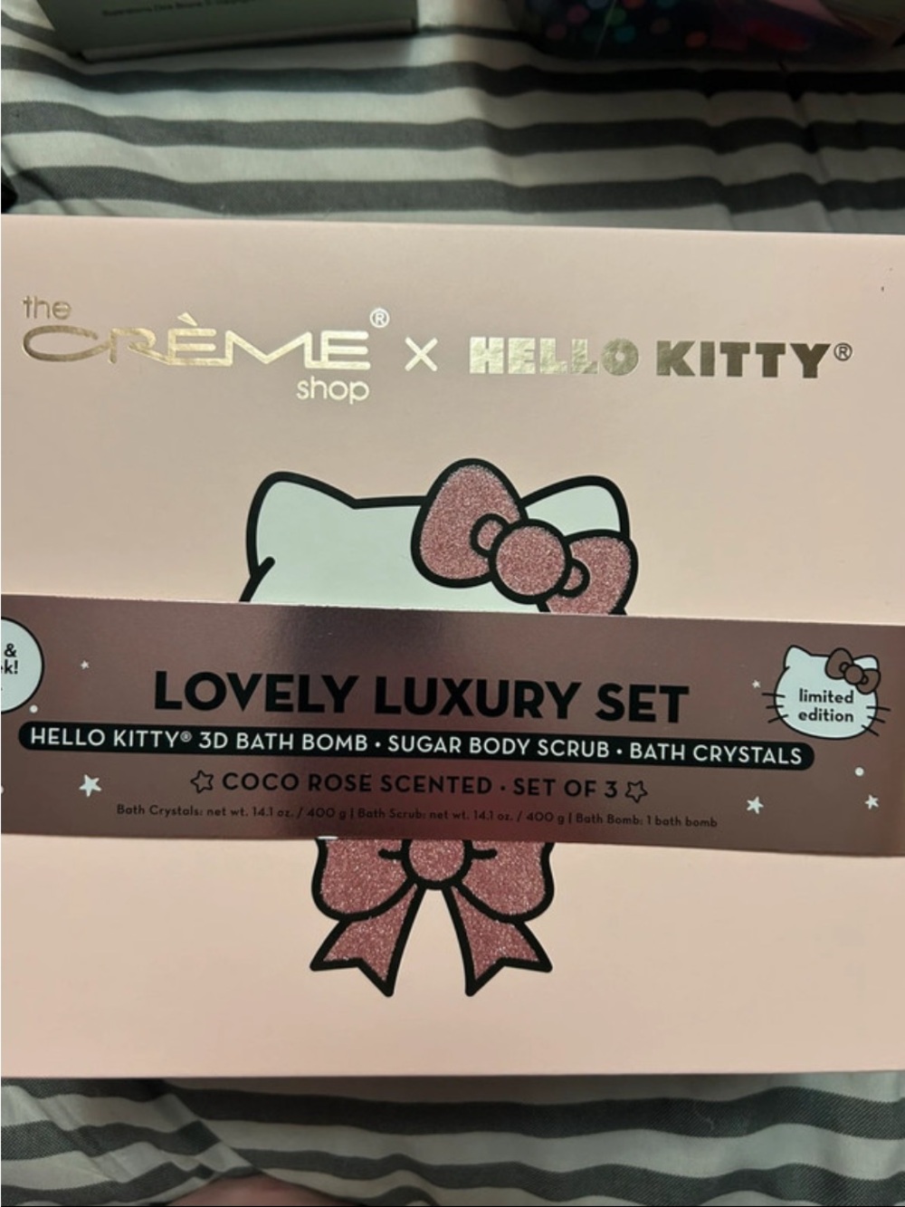 The Crème Shop x Hello Kitty Pink Coco Rose Bath Set